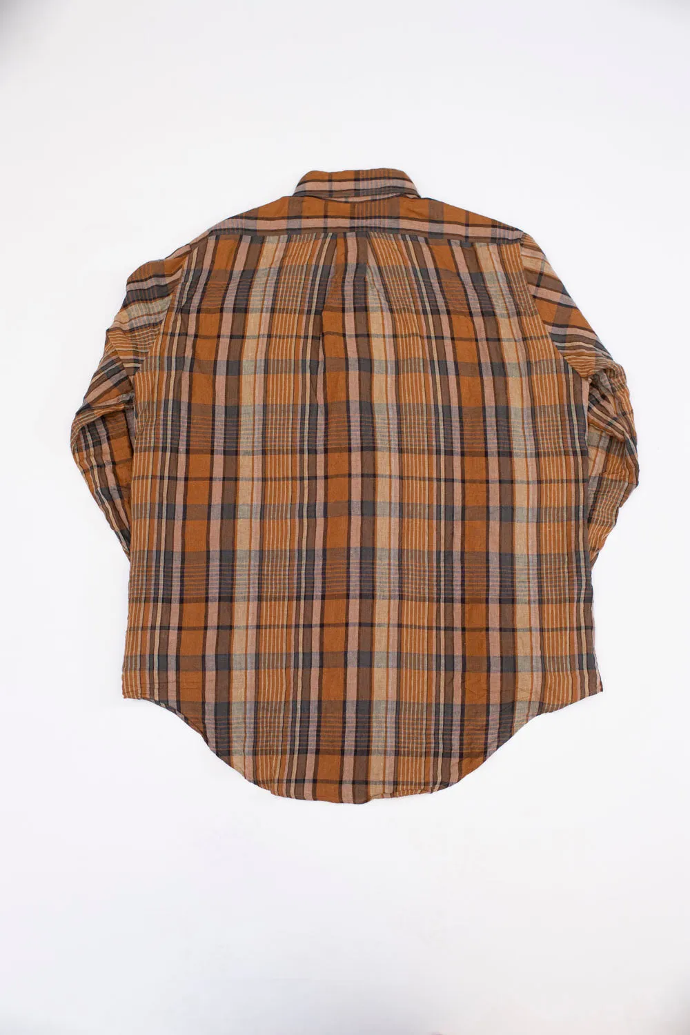01-8113-44 - Linen Button-Down Safari Shirt - Orange Check