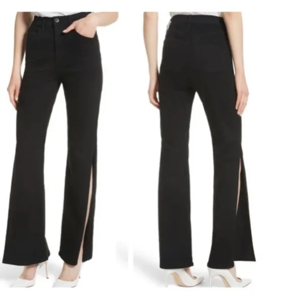 3X1 Black Adeline Split Flare Trouser/Wide Leg Jeans Sz 26 black not