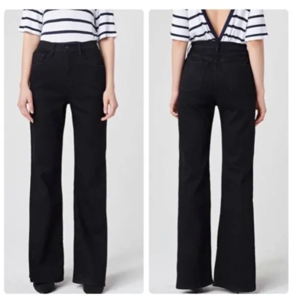 3X1 Black Adeline Split Flare Trouser/Wide Leg Jeans Sz 26 black not