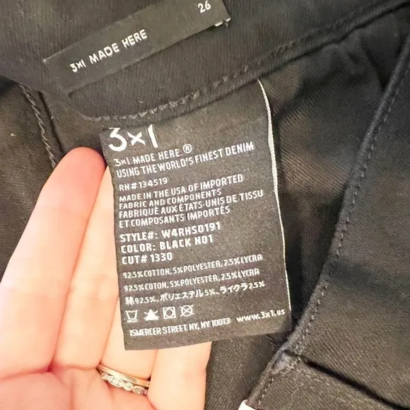 3X1 Black Adeline Split Flare Trouser/Wide Leg Jeans Sz 26 black not