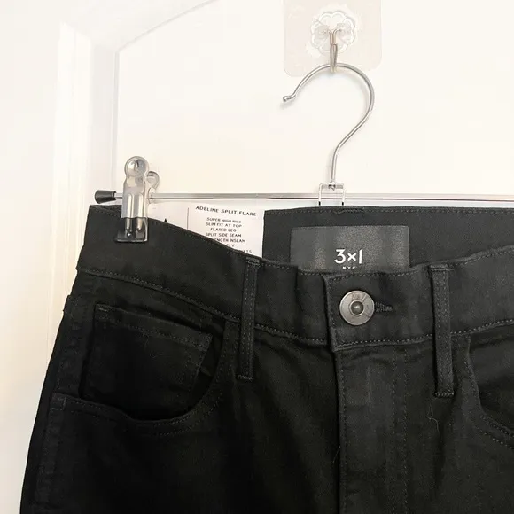 3X1 Black Adeline Split Flare Trouser/Wide Leg Jeans Sz 26 black not