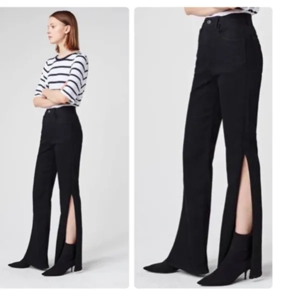 3X1 Black Adeline Split Flare Trouser/Wide Leg Jeans Sz 26 black not