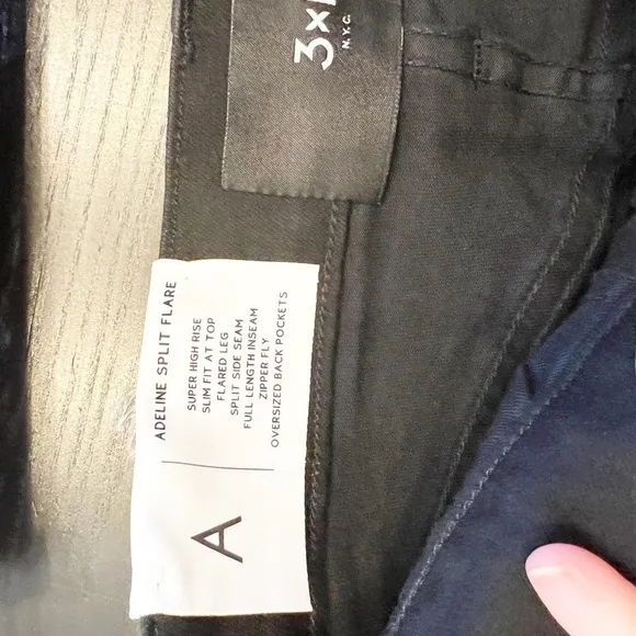 3X1 Black Adeline Split Flare Trouser/Wide Leg Jeans Sz 26 black not