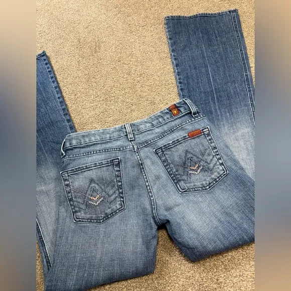 7 For All Mankind Women A Pocket Jeans Flared Wide Leg Dark Wash size 28