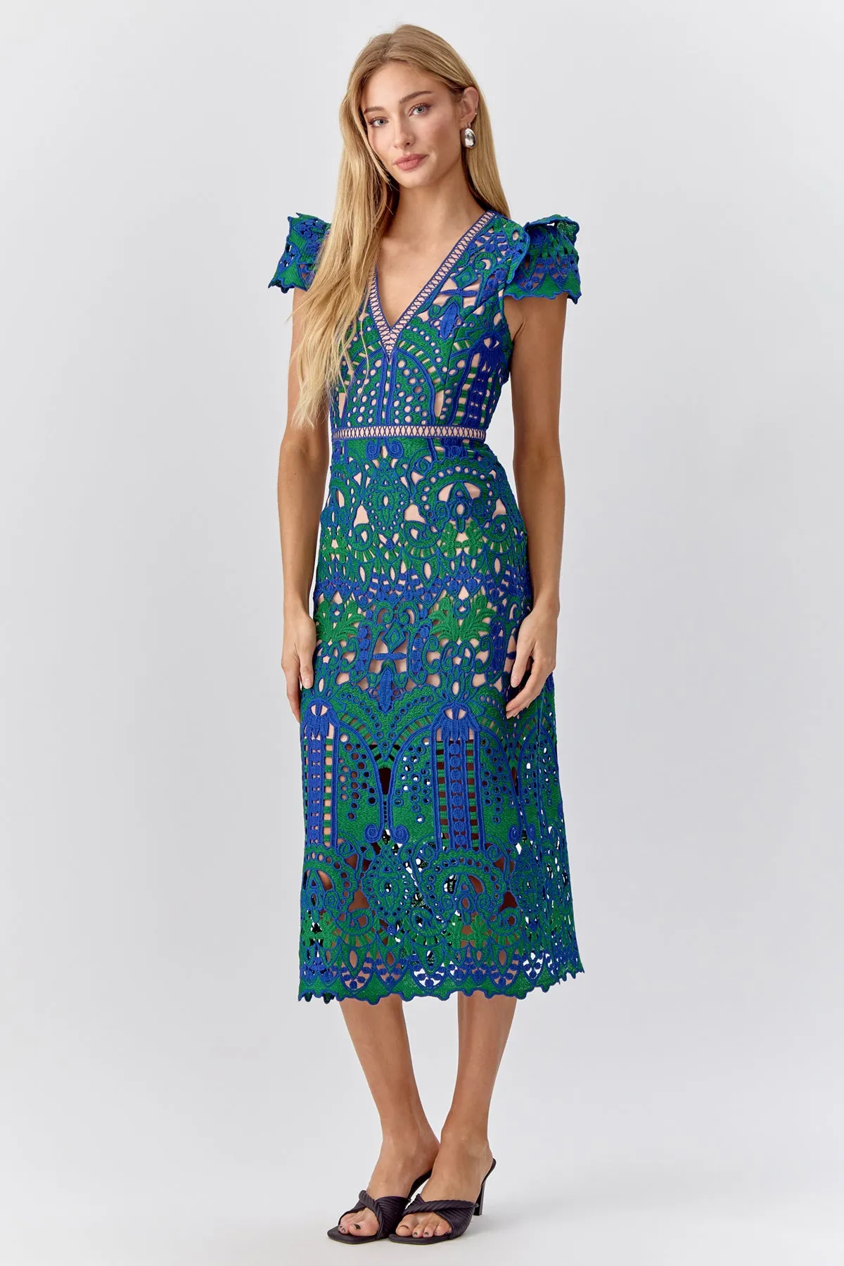 Adeline Crochet Lace Midi Dress