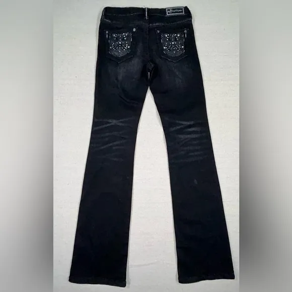 Affliction NWTs Women’s 28 Jade Standard Jet Black Stretch Denim Flared Jeans‎
