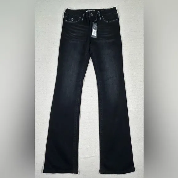 Affliction NWTs Women’s 28 Jade Standard Jet Black Stretch Denim Flared Jeans‎
