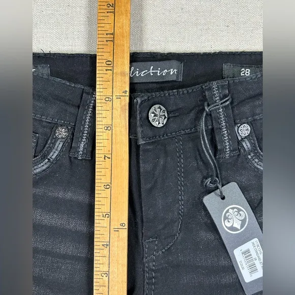 Affliction NWTs Women’s 28 Jade Standard Jet Black Stretch Denim Flared Jeans‎
