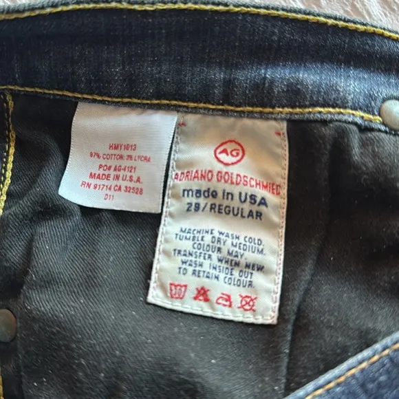 ag Adriano Goldschmied “the angel” straight leg dark wash jeans size 29