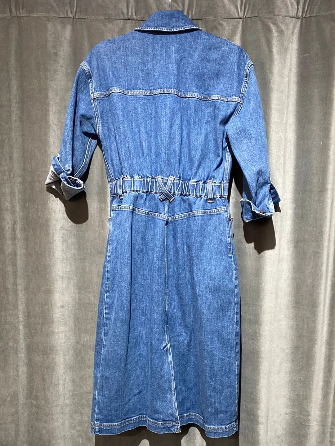 Alice & Olivia Jean Collared 3/4" Sleeve Button Down Midi Dress