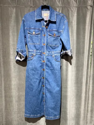 Alice & Olivia Jean Collared 3/4" Sleeve Button Down Midi Dress