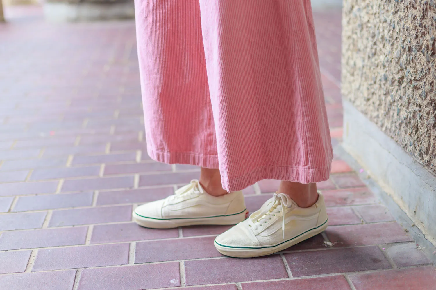 Amelia Wide Leg Culotte Trouser, Pink Corduroy Cotton