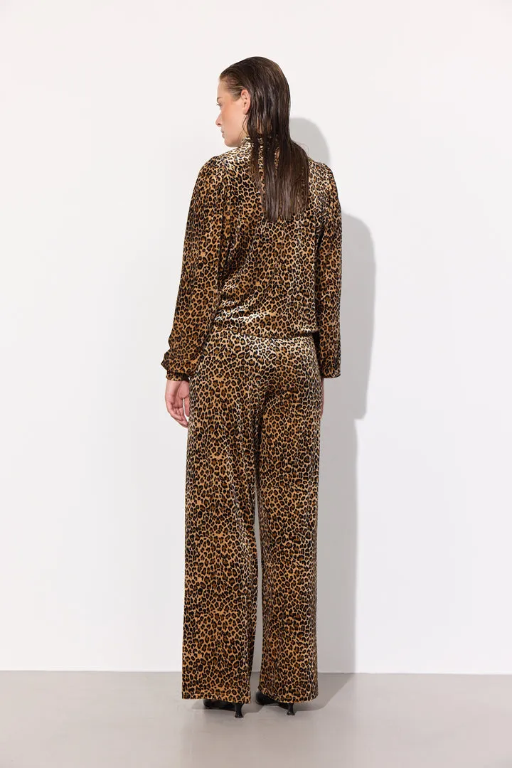 Angela velour trousers - Leopard