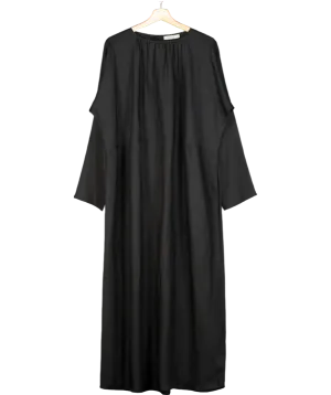 Asceno Black Rhodes 100% Silk Maxi Dress UK XS/S