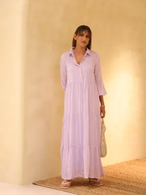 Balloon Sleeved Tiered Maxi Dress