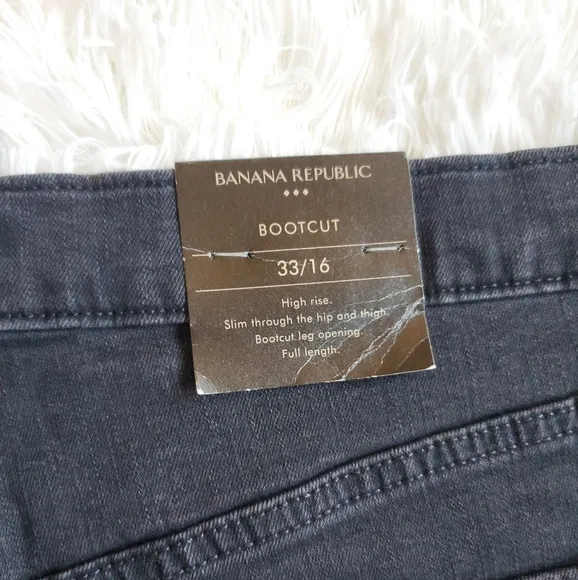Banana Republic High Rise Y2k Bootcut Black Wash Stretch Jeans Size 33/16 RT$90