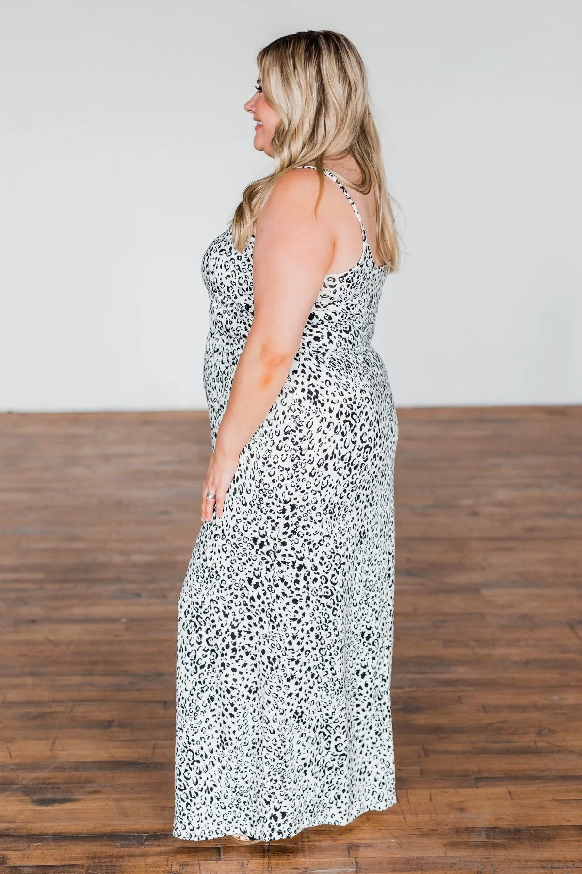 Begin Your Journey Leopard Maxi Dress- Off White
