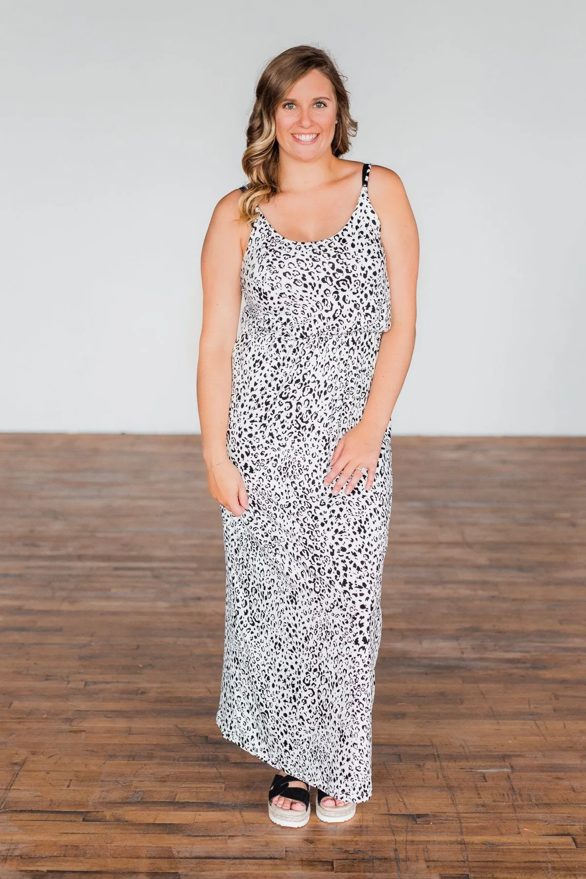 Begin Your Journey Leopard Maxi Dress- Off White