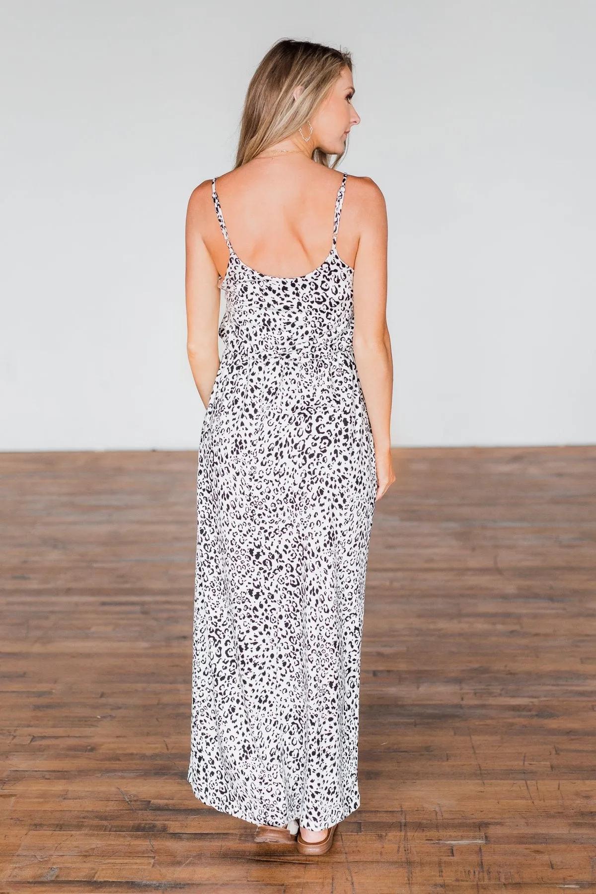 Begin Your Journey Leopard Maxi Dress- Off White