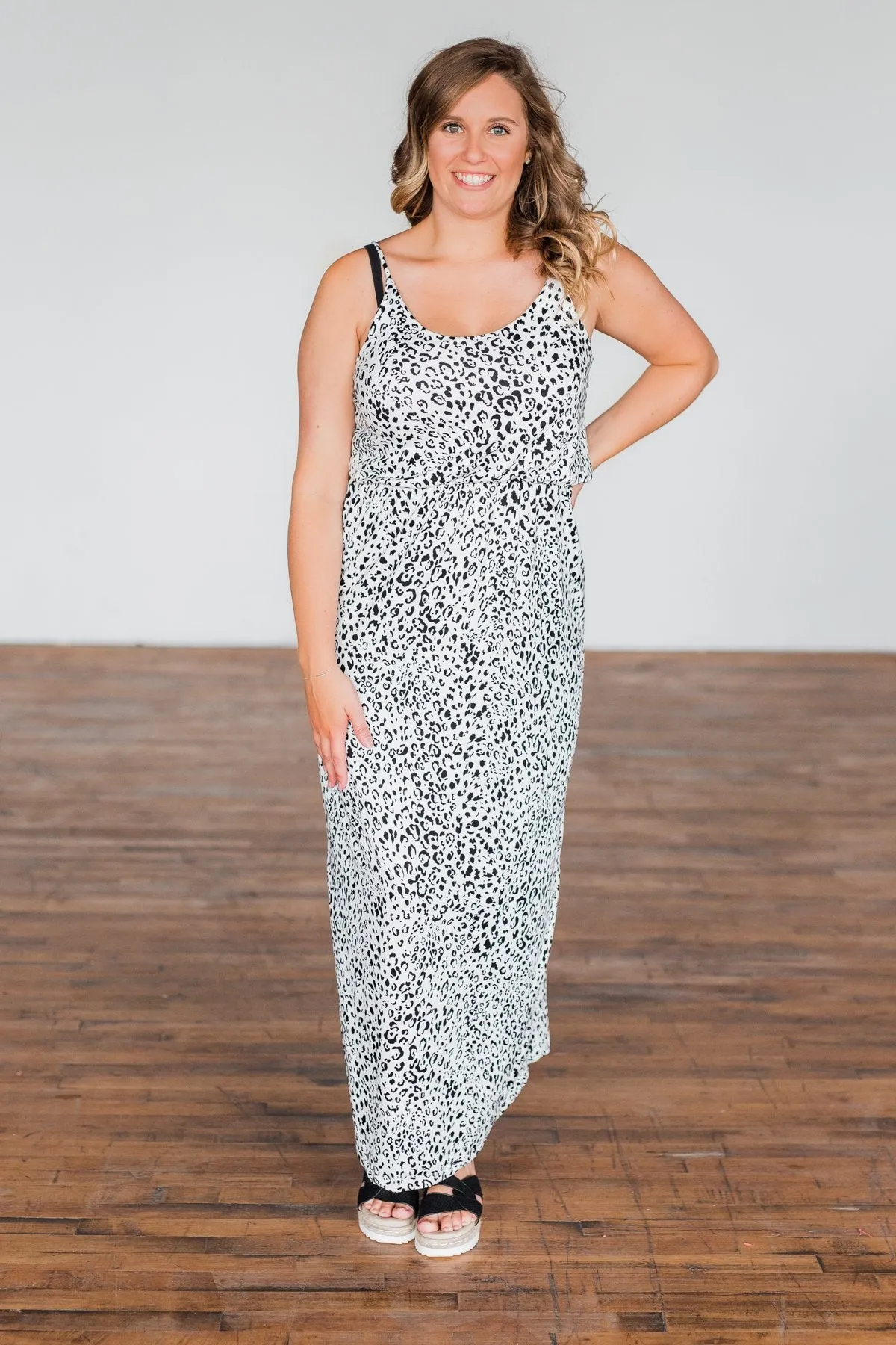 Begin Your Journey Leopard Maxi Dress- Off White