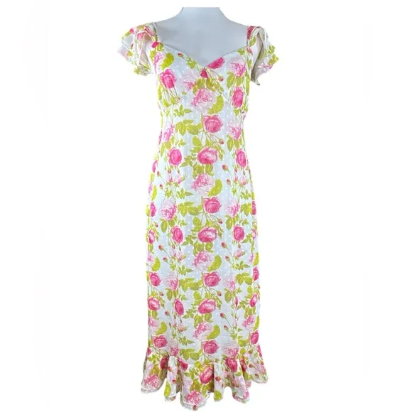 BETSEY JOHNSON Pepper Midi Dress in Color Sonic White, Size M.