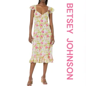 BETSEY JOHNSON Pepper Midi Dress in Color Sonic White, Size M.