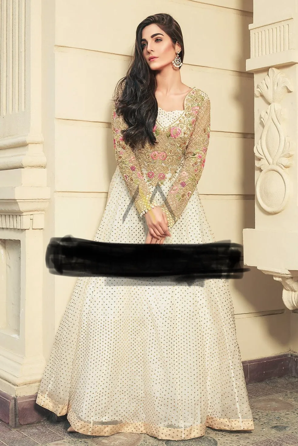Beutifull wedding party dress in ash white and pink color Model # P 916