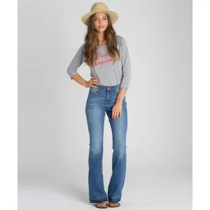 Billabong Women's Diggin It Flared Denim Jean| Coastal Blue