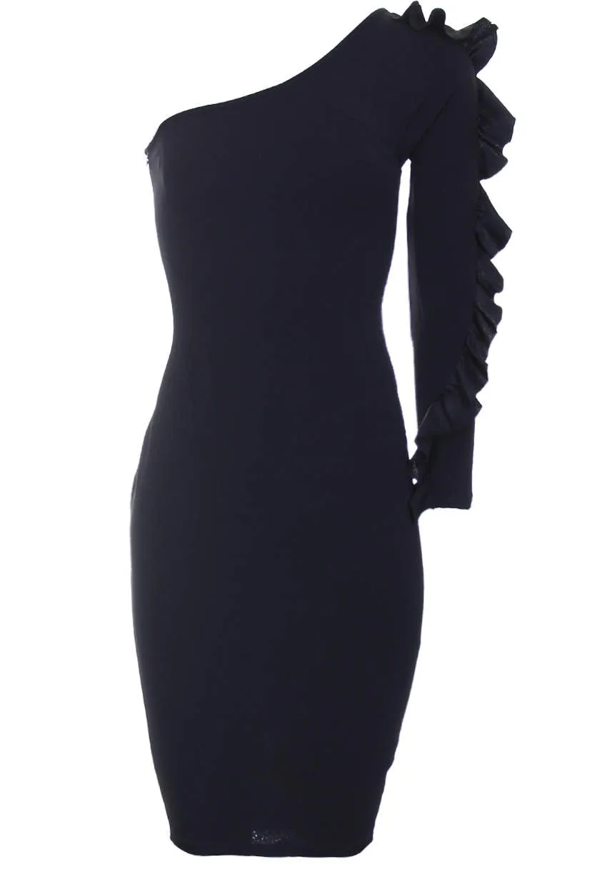 Black Ruffle Sleeve Dress