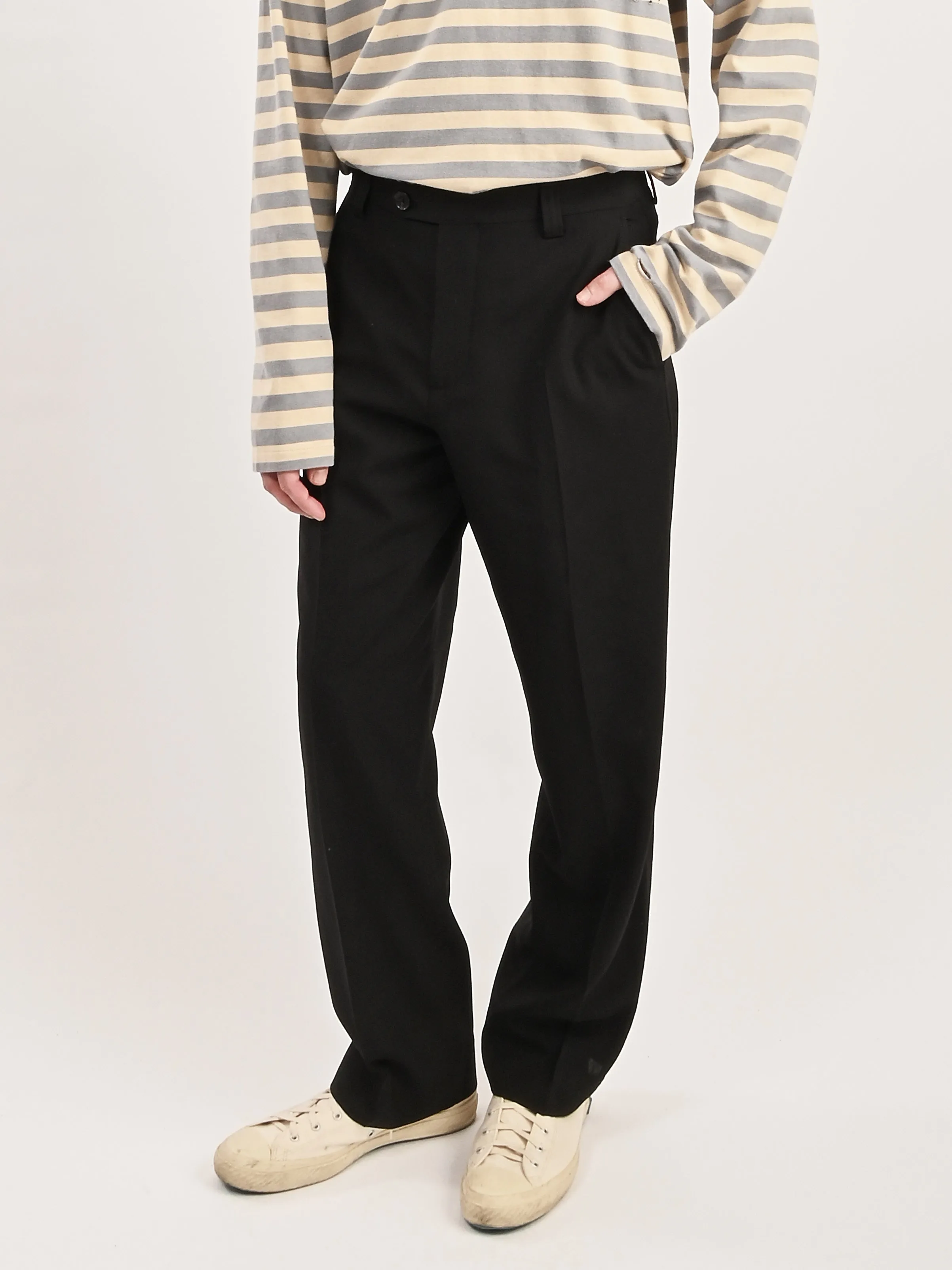 Black Tropical Wool Study Trousers