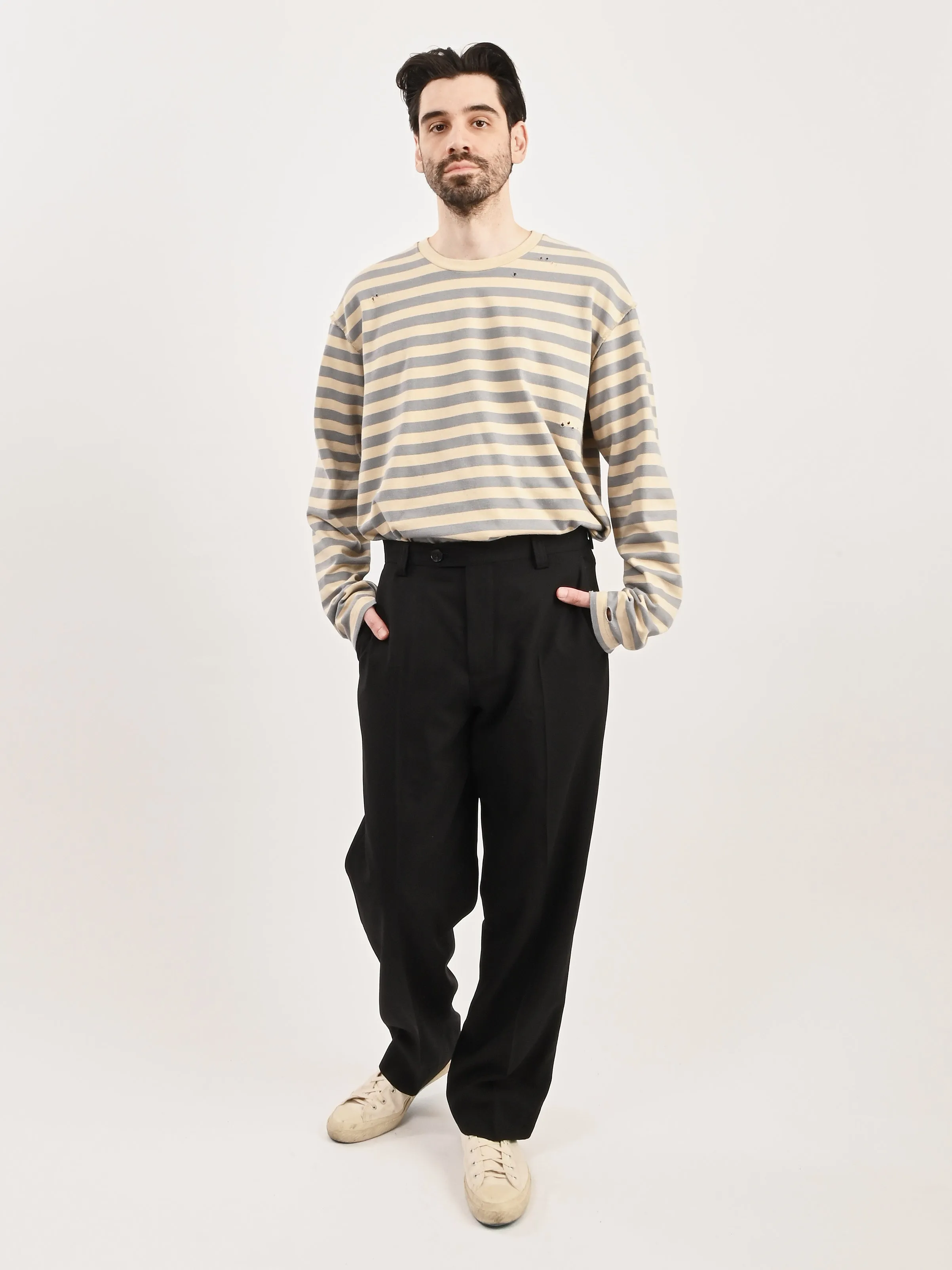 Black Tropical Wool Study Trousers