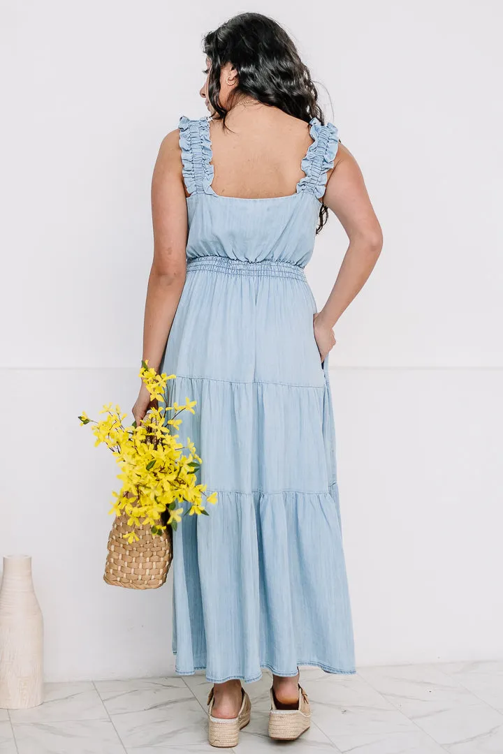 Bluebonnet Breeze Denim Maxi Dress
