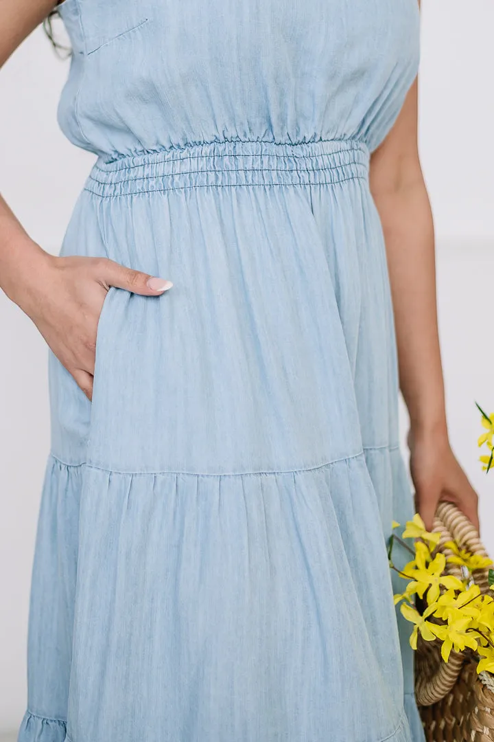Bluebonnet Breeze Denim Maxi Dress