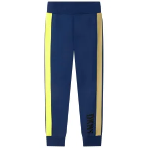 Boys Blue Cotton Logo Joggers