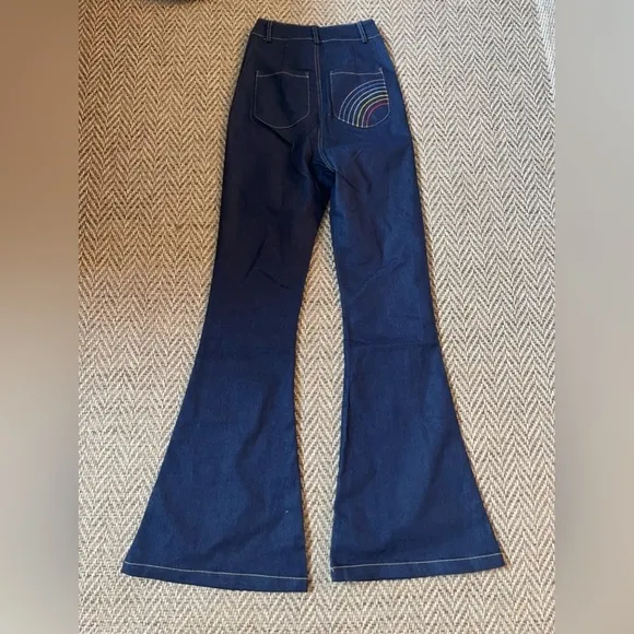 Bright &amp; Beautiful “Donna Rainbow Dreamer”High-Rise Flare Jeans Size 0 NWT