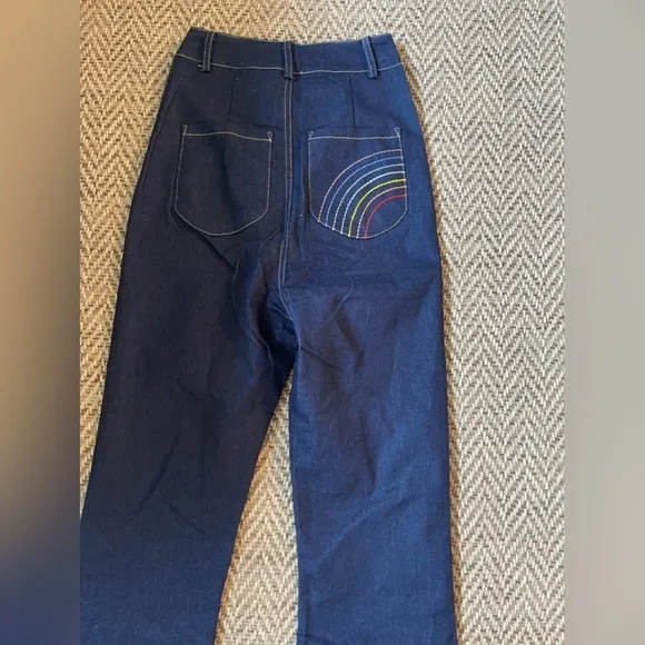 Bright &amp; Beautiful “Donna Rainbow Dreamer”High-Rise Flare Jeans Size 0 NWT
