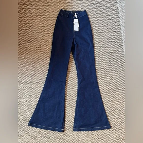 Bright &amp; Beautiful “Donna Rainbow Dreamer”High-Rise Flare Jeans Size 0 NWT