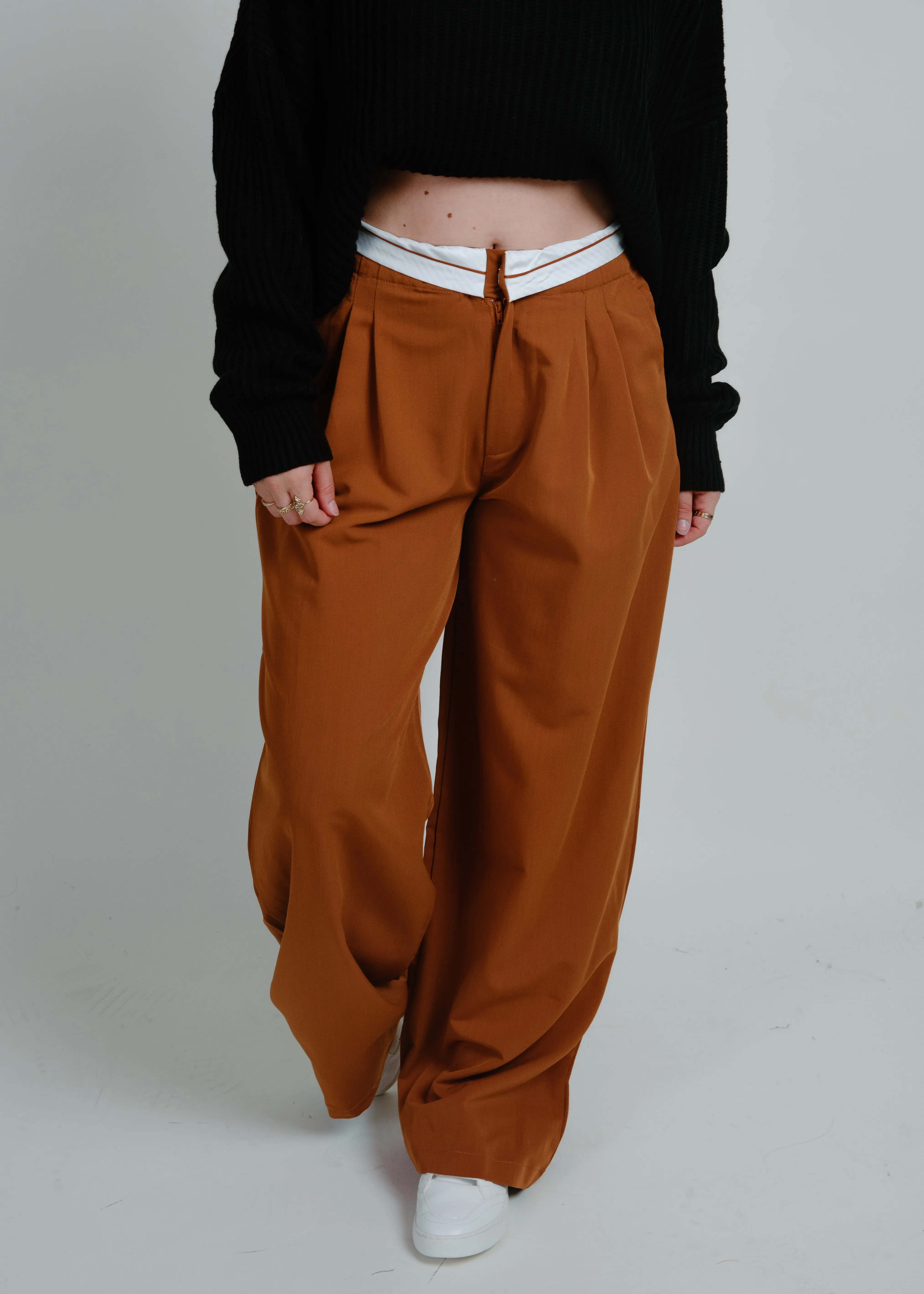 Britt Wide Leg Trousers - Brown