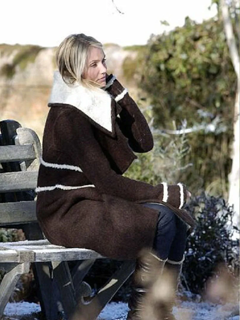 Cameron Diaz Street Fashion Wool Trench Coat