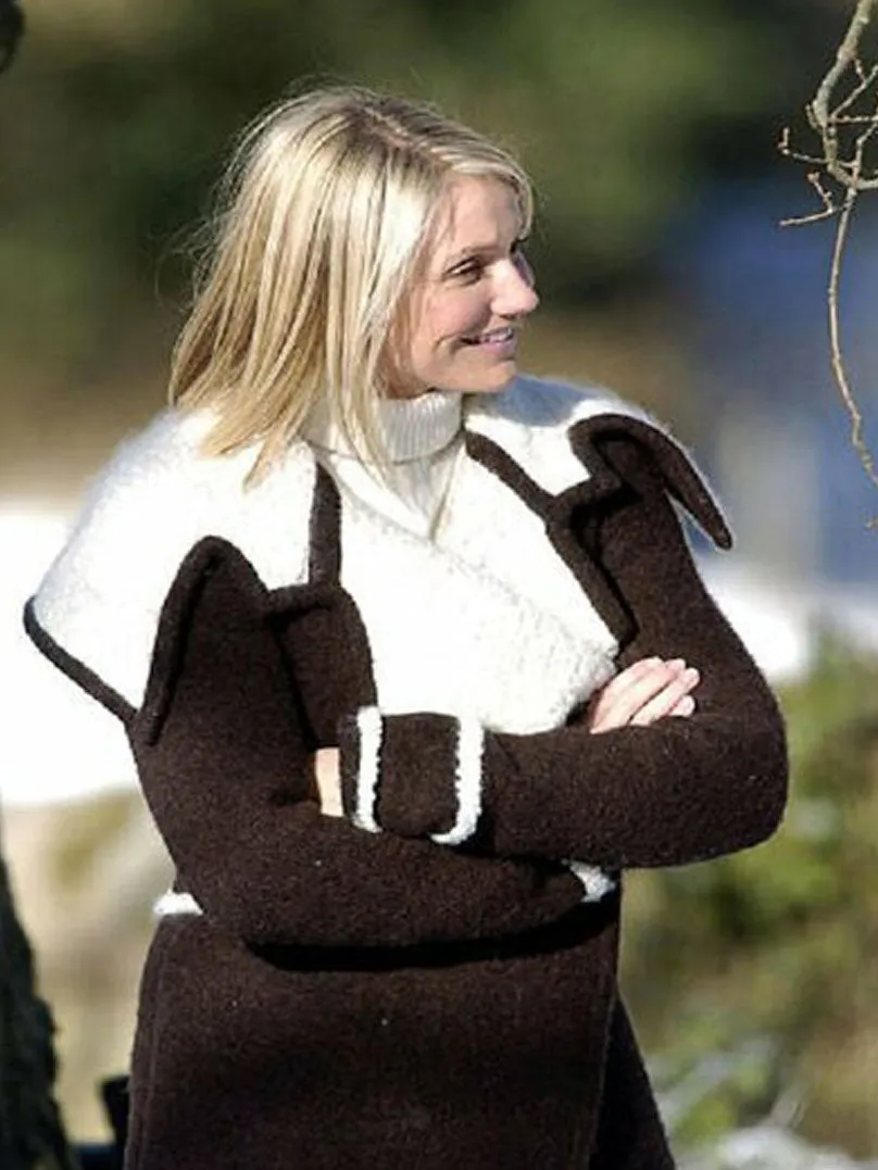 Cameron Diaz Street Fashion Wool Trench Coat