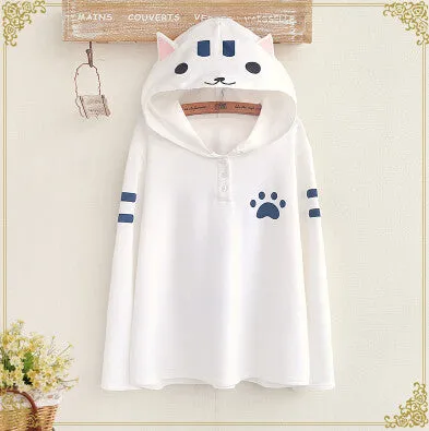 Cat Pattern Hooded T-Shirt