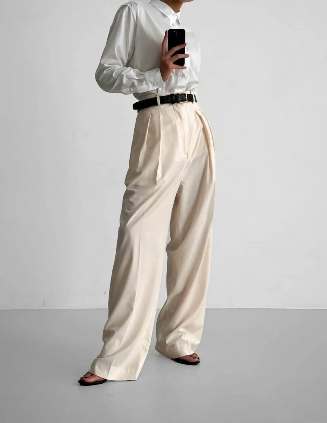 CEYLA HIGH WAISTED TROUSERS IVORY