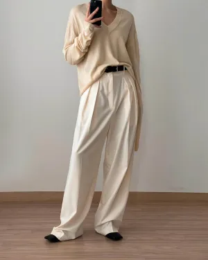 CEYLA HIGH WAISTED TROUSERS IVORY