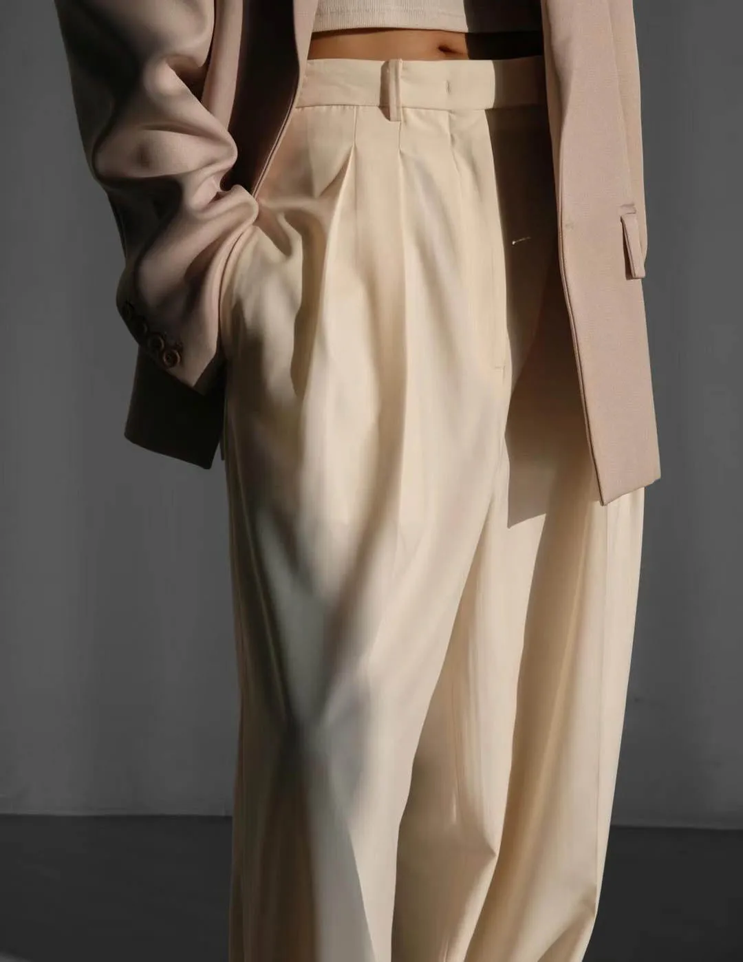 CEYLA HIGH WAISTED TROUSERS IVORY