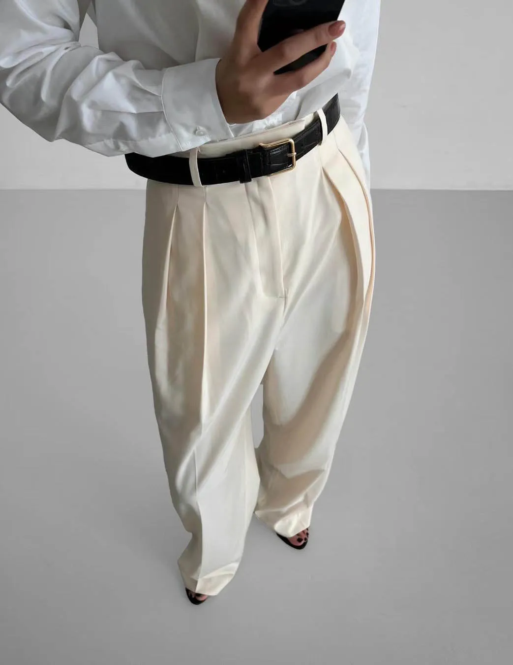 CEYLA HIGH WAISTED TROUSERS IVORY