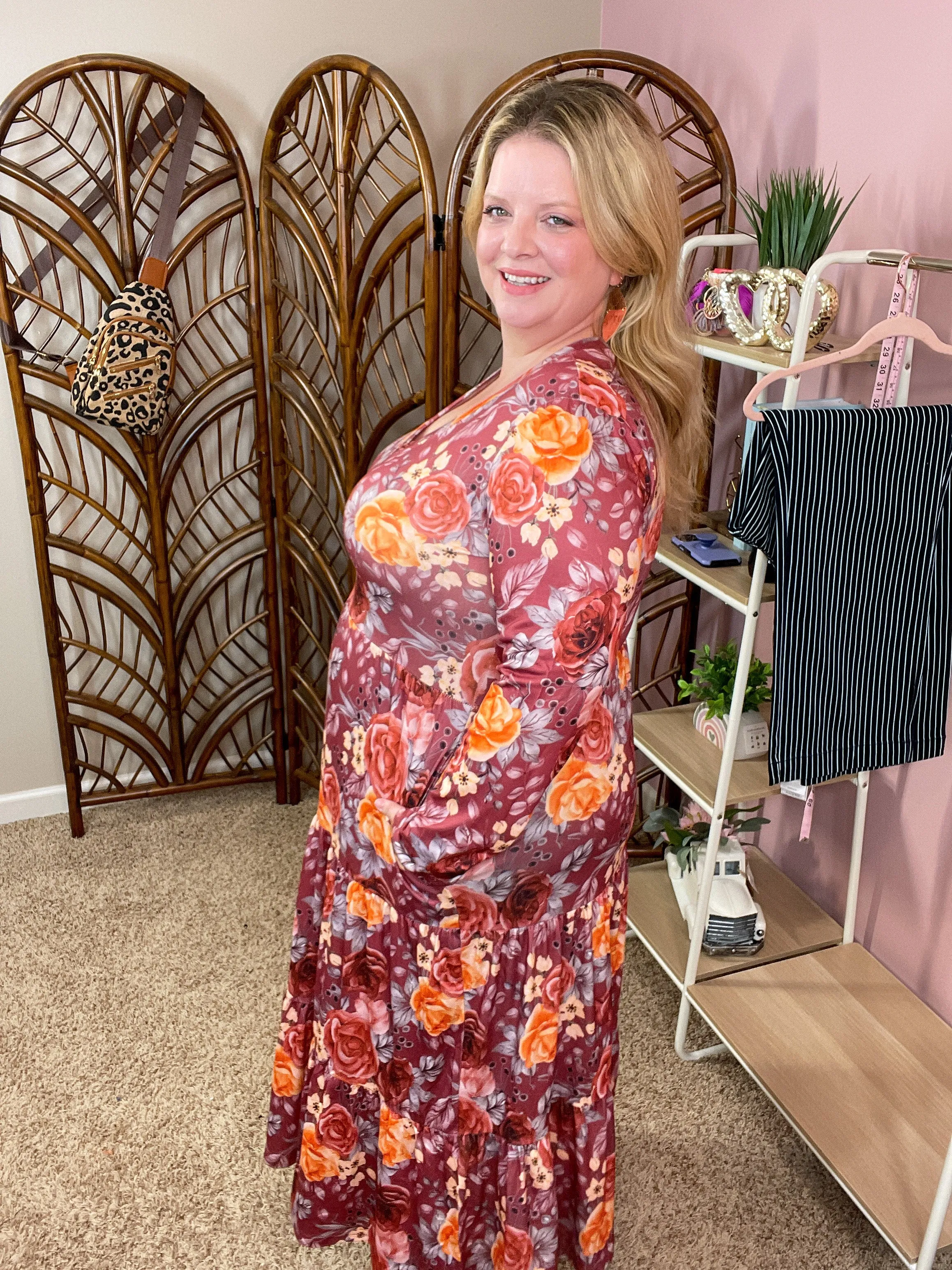 Charming the Crowd Midi Dress w/Pockets - Wine