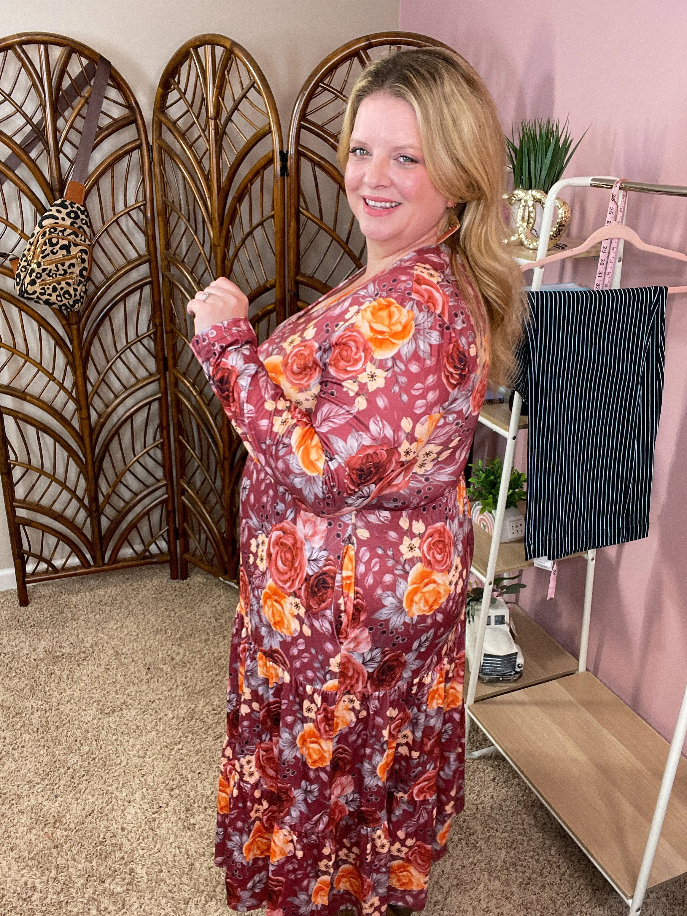 Charming the Crowd Midi Dress w/Pockets - Wine