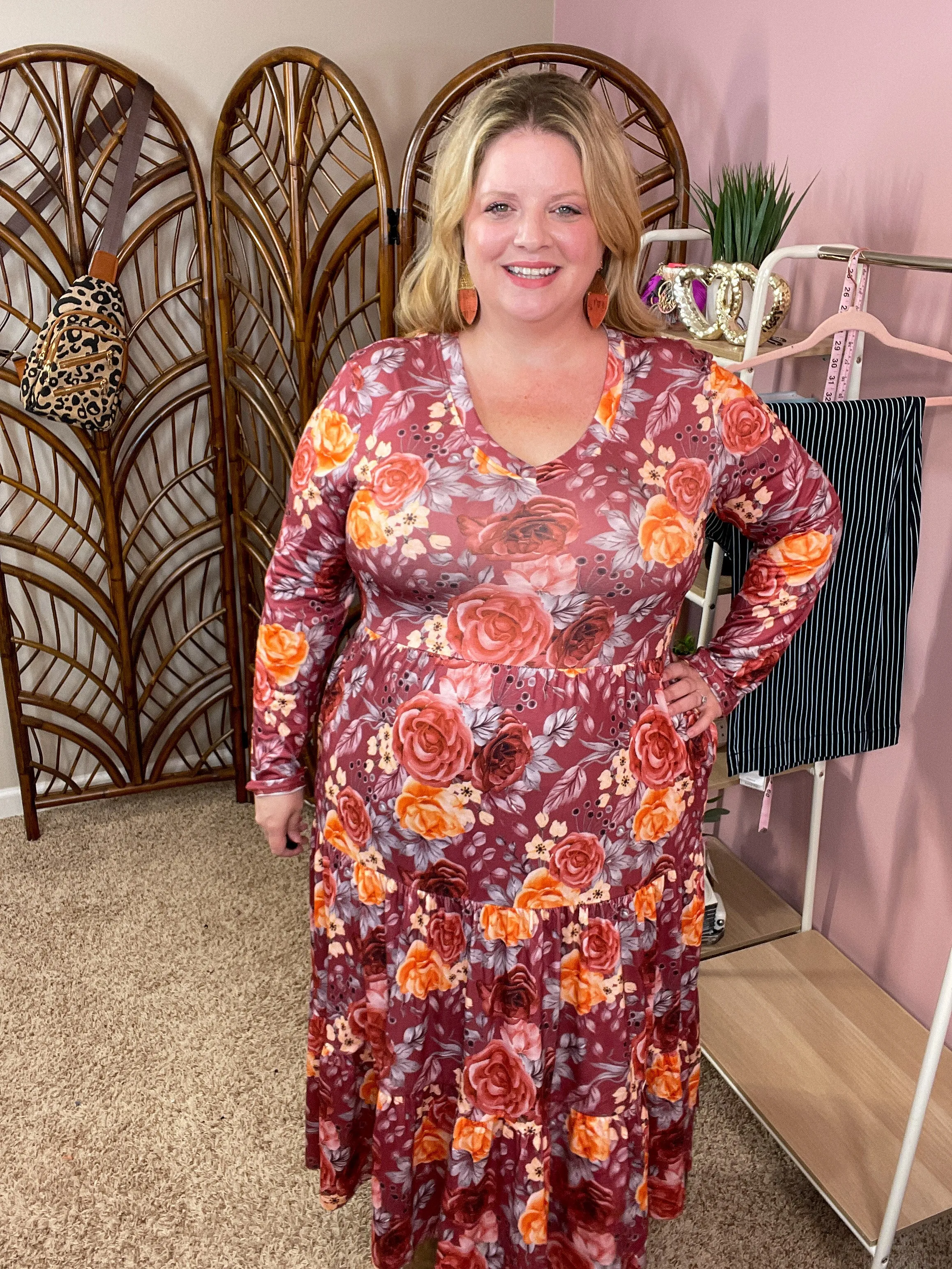 Charming the Crowd Midi Dress w/Pockets - Wine
