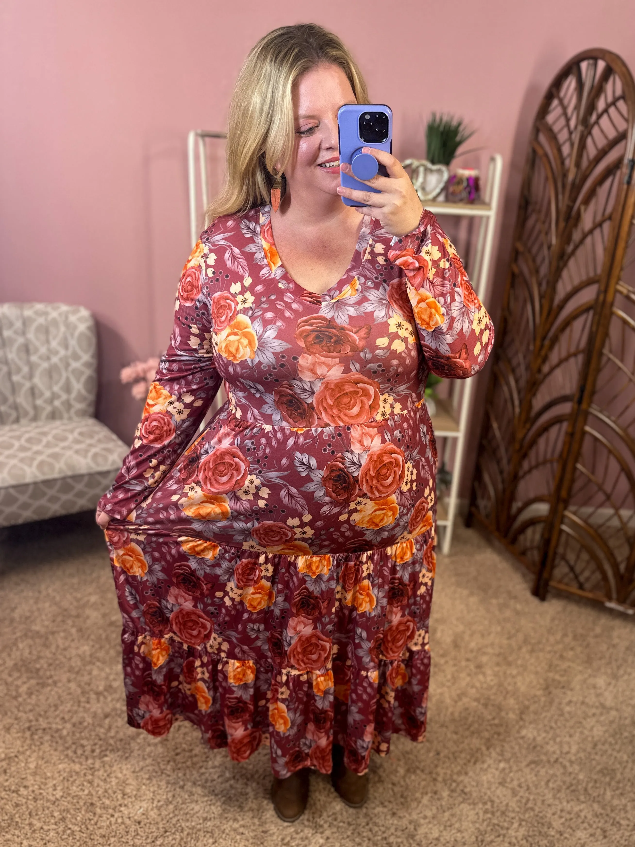 Charming the Crowd Midi Dress w/Pockets - Wine