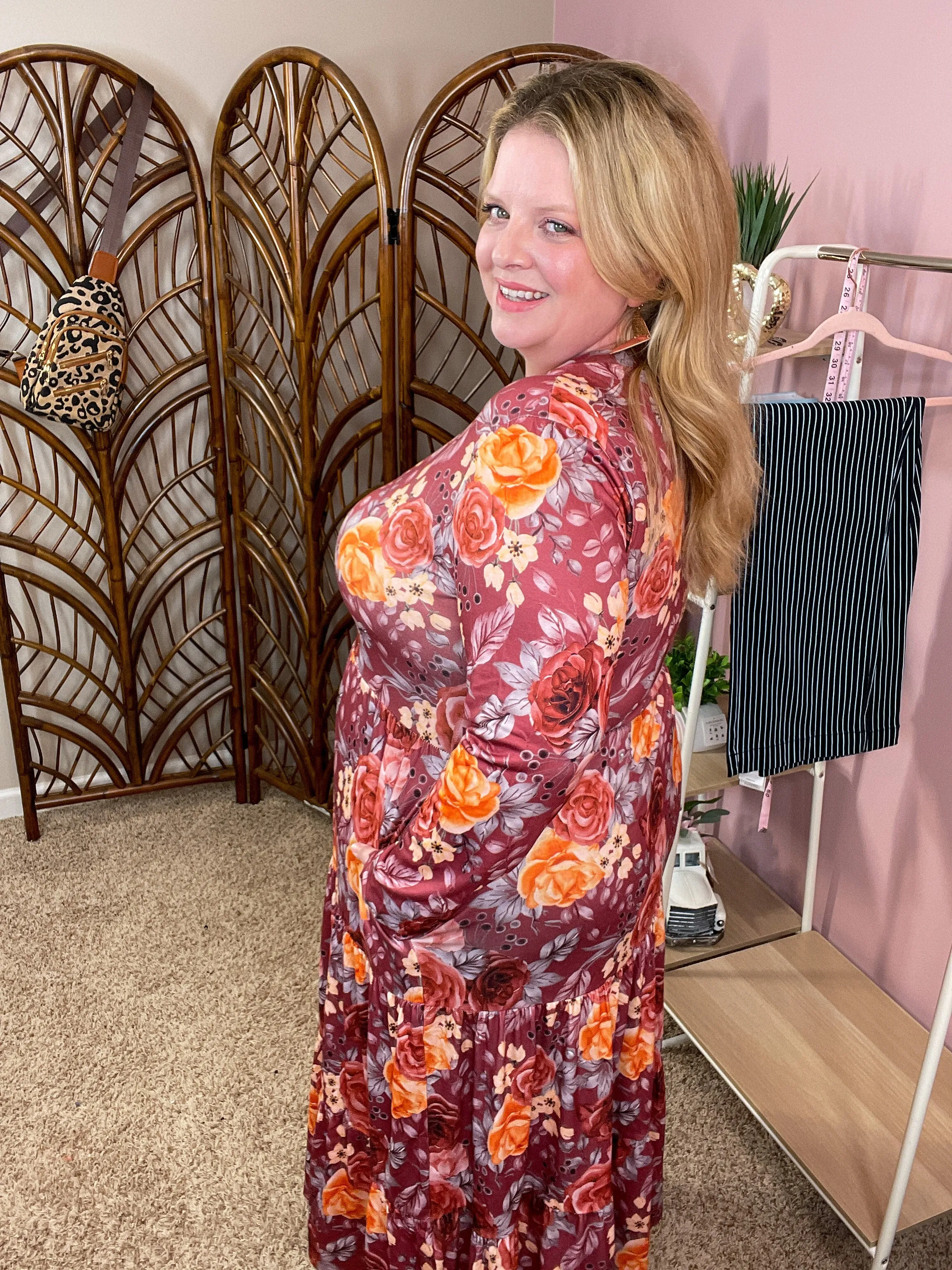 Charming the Crowd Midi Dress w/Pockets - Wine